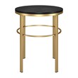Henn&Hart Geometric Modern Metal & MDF Side Table in Brass and Black Grain