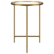 Henn&Hart Modern Metal & Tempered Glass Side Table with T-Shaped Base in Gold