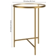 Henn&Hart Modern Metal & Tempered Glass Side Table with T-Shaped Base in Gold