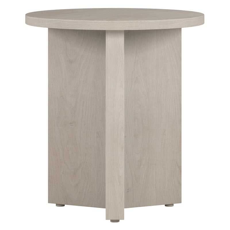 Henn&Hart Modern Engineered Wood Side Table with Round Top in Alder White