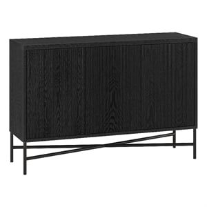 Henn&Hart 47.5&quot Black Grain MDF/PVC/Metal Buffet Table