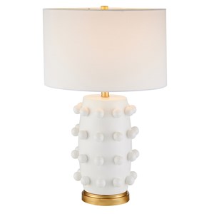 Henn&Hart 25.5&quot Ceramic & Fabric Table Lamp with Drum Shade in Matte White