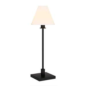 Henn&Hart 9&quot Metal & Fabric Table Lamp in Blackened Bronze/White