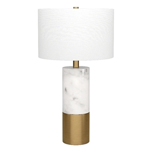 Henn&Hart 13&quot Marble/Brass Marble/Metal/Fabric Table Lamp
