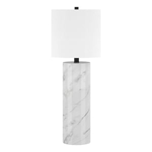 Henn&Hart 15&quot Marble/Black Marble/Metal/Fabric Table Lamp