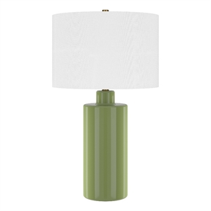 Henn&Hart 14&quot Tarragon Green Ceramic/Fabric Table Lamp