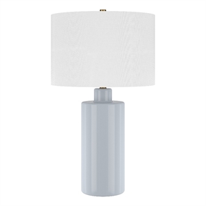 Henn&Hart 14&quot Smoky Blue Ceramic/Fabric Table Lamp