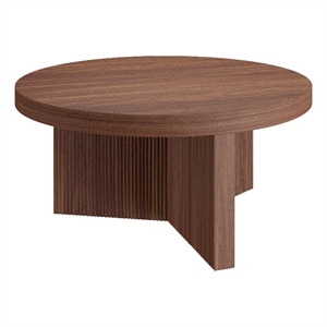 Henn&Hart 32&quot Satin Walnut MDF/PVC Coffee Table