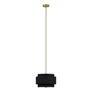 Henn&Hart 16&quot Brass/Black Metal/Fabric Pendant