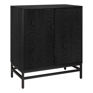 Henn&Hart 28&quot Black Grain MDF/Metal Accent Cabinet