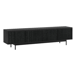 Henn&Hart 78.5&quot Black Grain MDF/Metal TV Stand