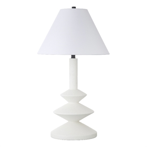 Henn&Hart 16&quot Matte White Resin/Fabric Table Lamp