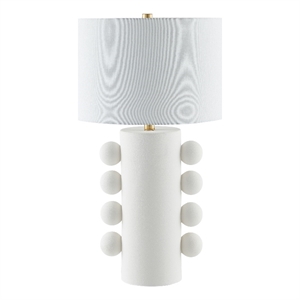 Henn&Hart 16&quot Matte White Ceramic/Fabric Table Lamp