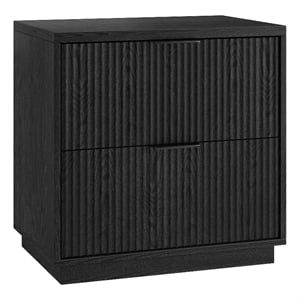 Henn&Hart 23.63&quot Black Grain MDF Nightstand
