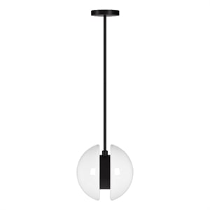 Henn&Hart 10&quot Matte Black Metal/Glass Pendant