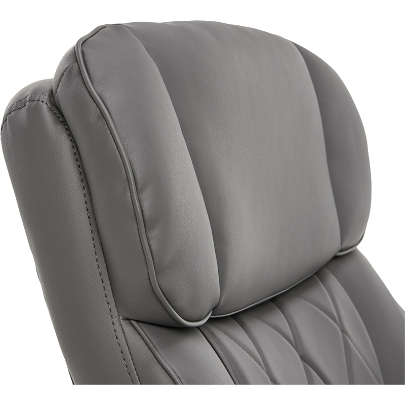 La-Z-Boy Sutherland Bonded Leather Office Chair w/Padded Arms in Moon Rock Gray