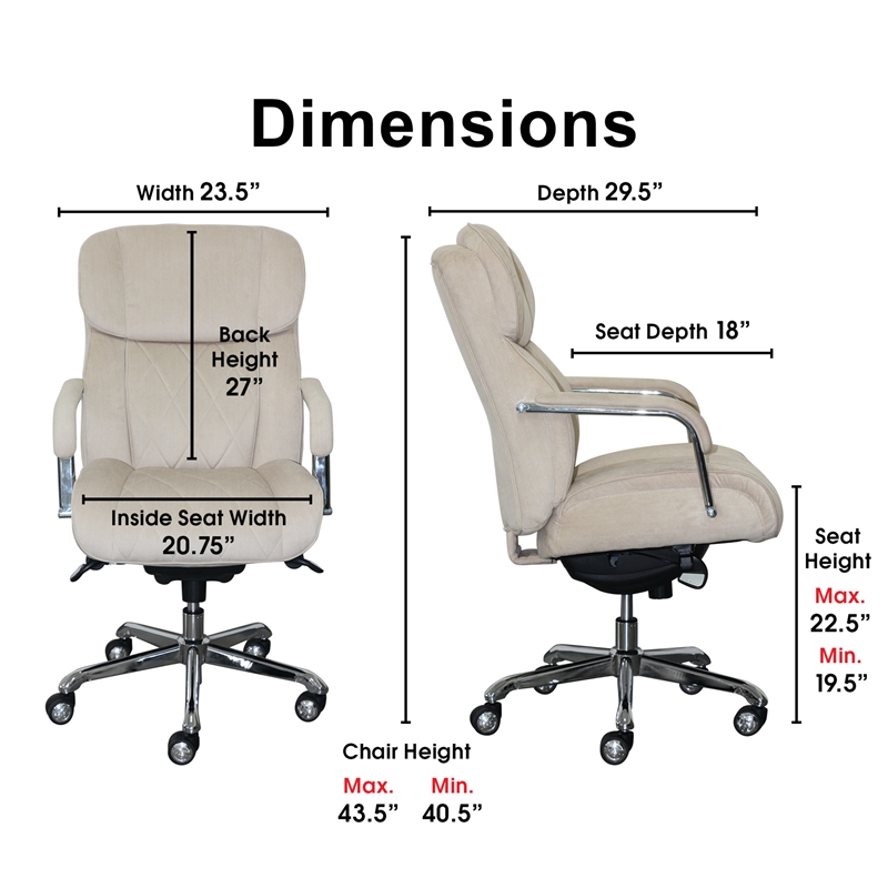 La-Z-Boy Sutherland Fabric Upholstered Office Chair w/Padded Arms in Soft Cream