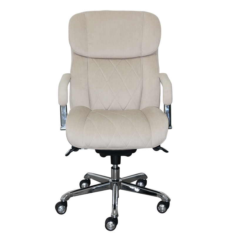La-Z-Boy Sutherland Fabric Upholstered Office Chair w/Padded Arms in Soft Cream