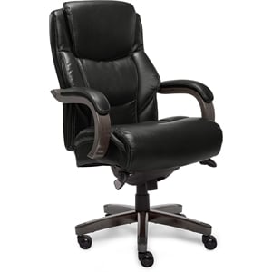 La-Z-Boy Delano Bonded Leather Upholstered Executive Office Chair in Jet Black