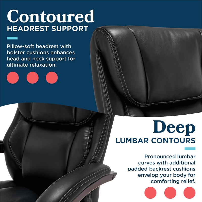 La-Z-Boy Bellamy Executive Office Chair with Memory Foam Black Bonded Leather