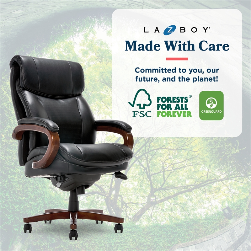 La-Z-Boy Big and Tall Trafford Executive Office Chair Black Bonded Leather
