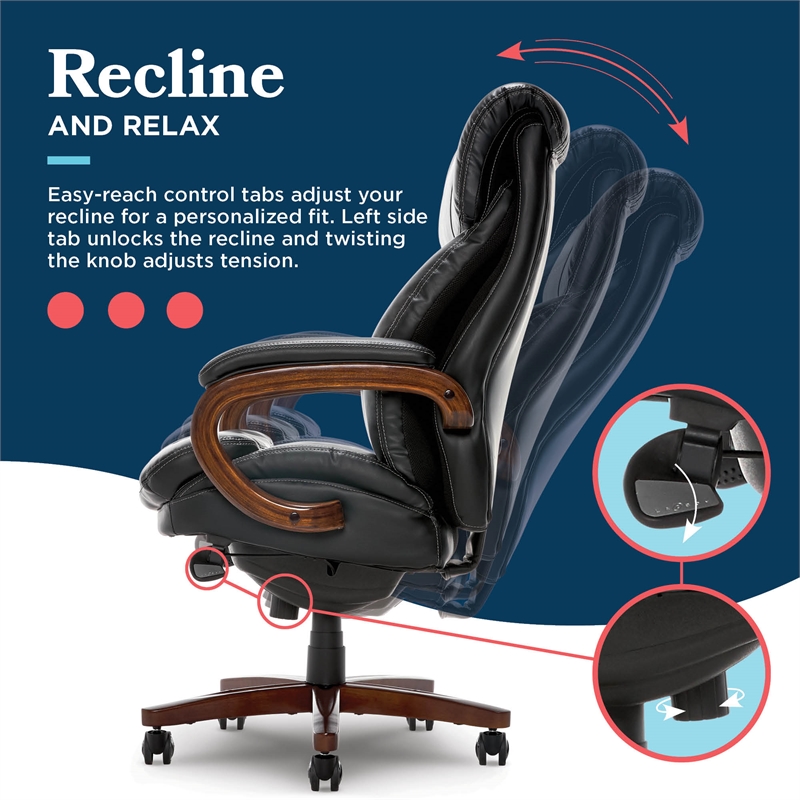 La-Z-Boy Big and Tall Trafford Executive Office Chair Black Bonded Leather