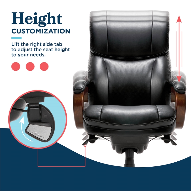 La-Z-Boy Big and Tall Trafford Executive Office Chair Black Bonded Leather