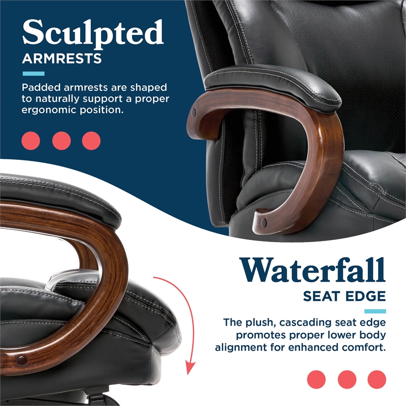 La-Z-Boy Big and Tall Trafford Executive Office Chair Black Bonded Leather