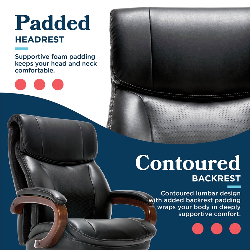 La-Z-Boy Big and Tall Trafford Executive Office Chair Black Bonded Leather