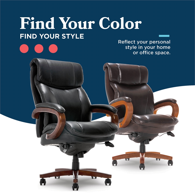 La-Z-Boy Big and Tall Trafford Executive Office Chair Black Bonded Leather
