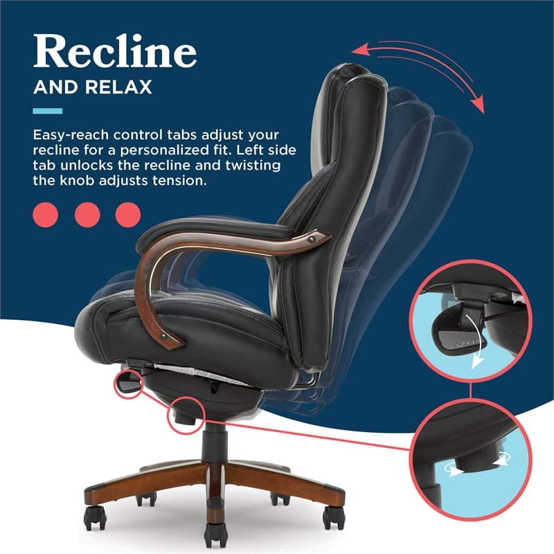 La-Z-Boy Delano Big & Tall Executive Office Chair Mahogany Black Bonded Leather