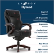 La-Z-Boy Hyland Modern Metal Executive Office Chair Black Bonded Leather