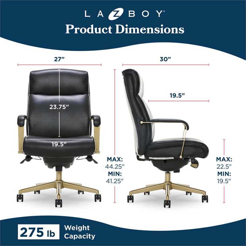 La-Z-Boy Modern Melrose Executive Office Chair Black Bonded Leather