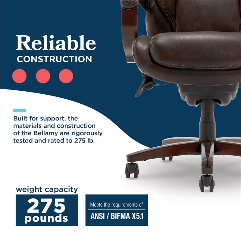La-Z-Boy Bellamy Executive Office Chair with Memory Foam Brown Bonded Leather