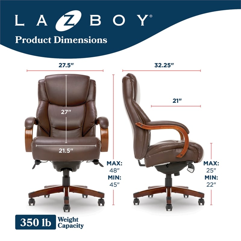 La-Z-Boy Delano Big & Tall Executive Office Chair Mahogany Chestnut Brown