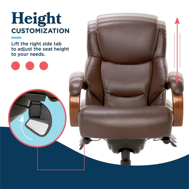 La-Z-Boy Delano Big & Tall Executive Office Chair Mahogany Chestnut Brown