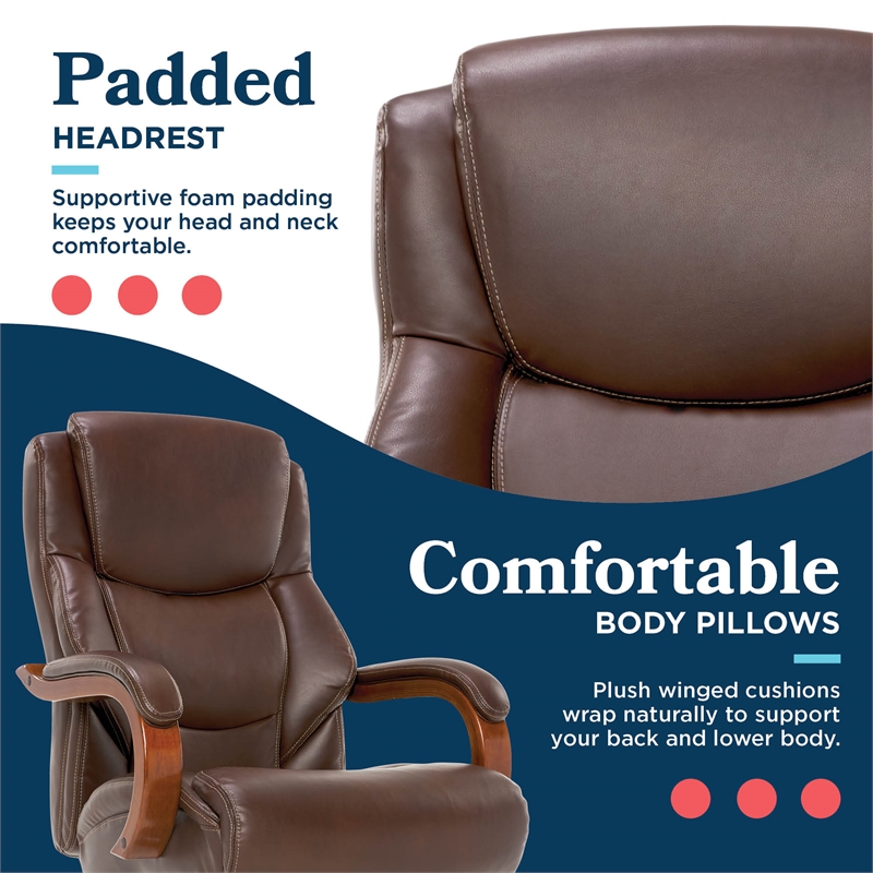 La-Z-Boy Delano Big & Tall Executive Office Chair Mahogany Chestnut Brown
