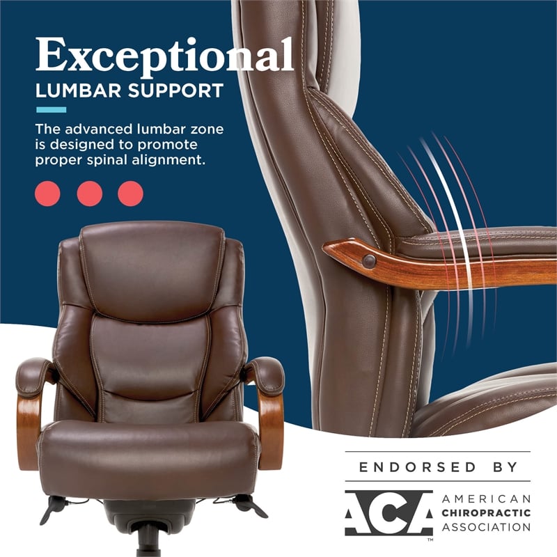 La-Z-Boy Delano Big & Tall Executive Office Chair Mahogany Chestnut Brown