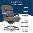La-Z-Boy Sutherland Quilted Leather Executive Office Chair Grey Bonded Leather