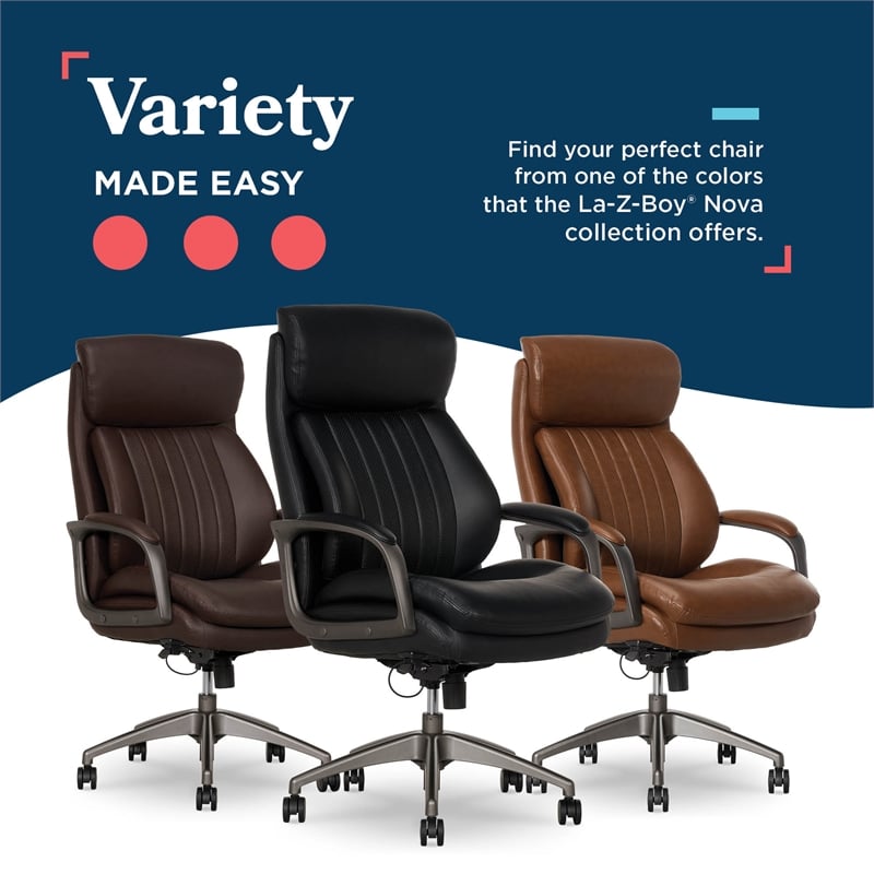 La-Z-Boy High Back Modern Executive Office Chair Vegan PU Leather in Black