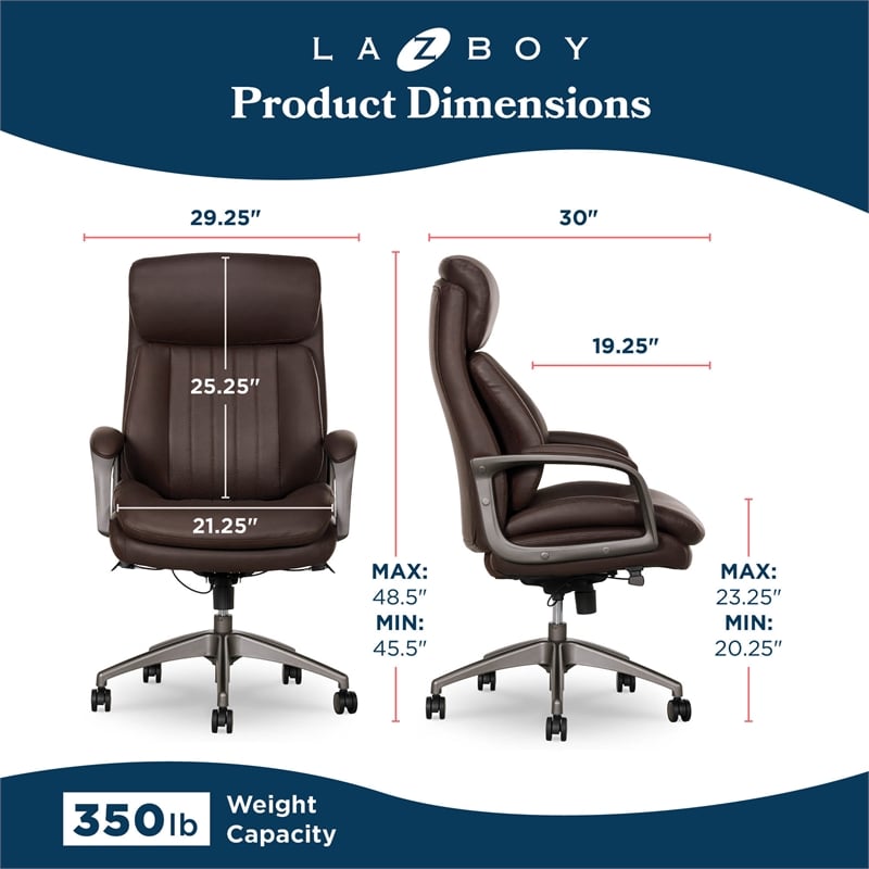 La-Z-Boy Modern Executive Office Chair Vegan PU Leather in Brown