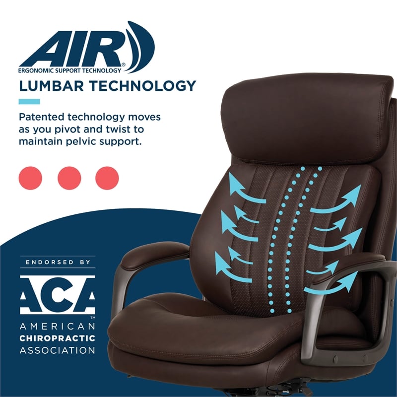 La-Z-Boy Modern Executive Office Chair Vegan PU Leather in Brown