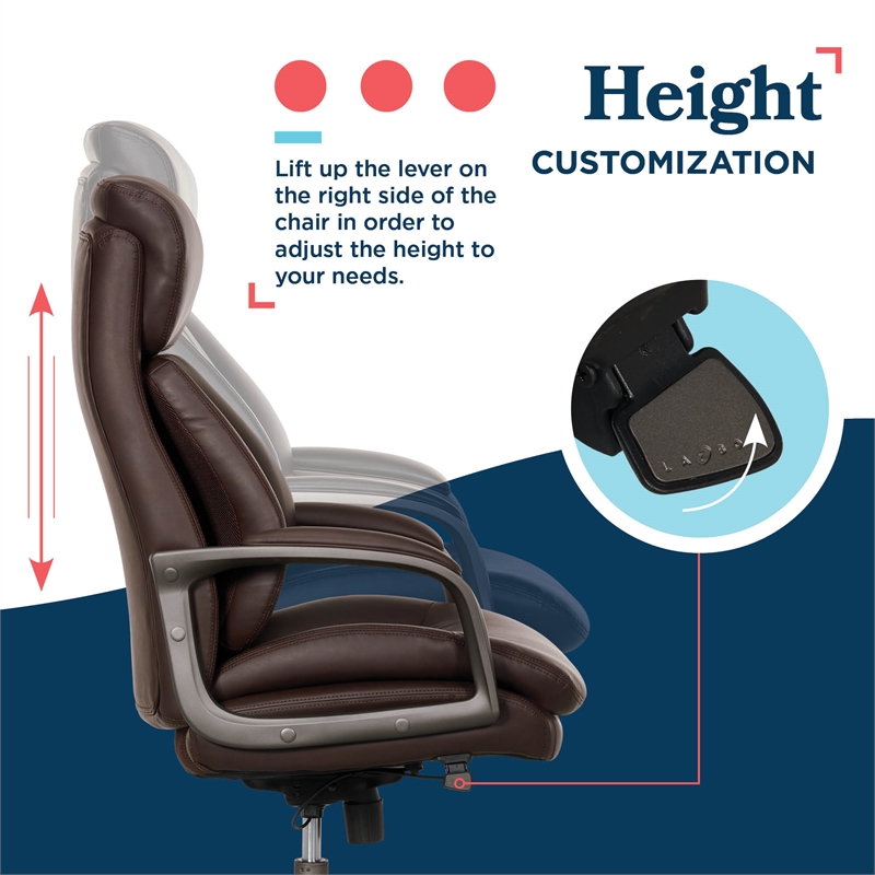 La-Z-Boy Modern Executive Office Chair Vegan PU Leather in Brown
