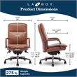 La-Z-Boy Opus Executive Mid-Back Office Chair Bonded Leather Cognac and Graphite