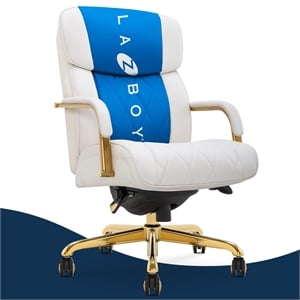 La-Z-Boy Symphony Executive Office Chair Bonded Leather White and Gold