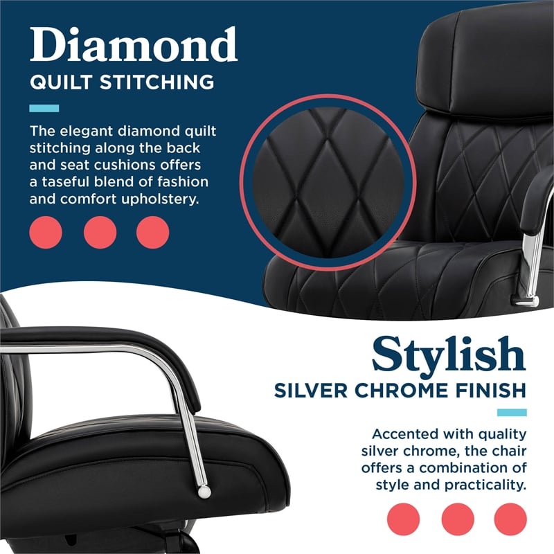 La-Z-Boy Symphony Executive Office Chair Bonded Leather Black and Chrome