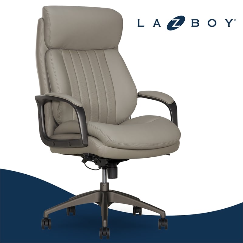 La-Z-Boy High Back Modern Executive Office Chair Vegan PU Leather in Gray