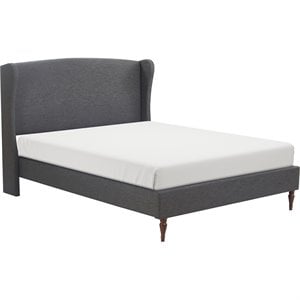 Finch Elmhurst Solid Wood Wing Bed Frame Queen Size in Gray