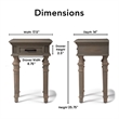 Finch Cassatt 1 Drawer Side Table Gray