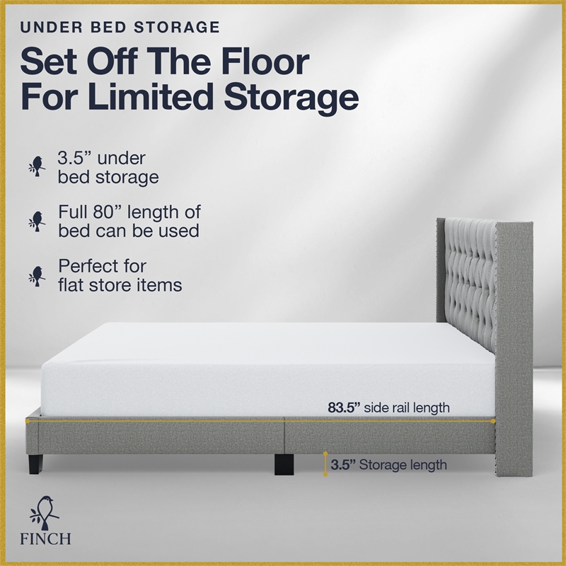 Finch Adler Upholstered Bed King Size Grey